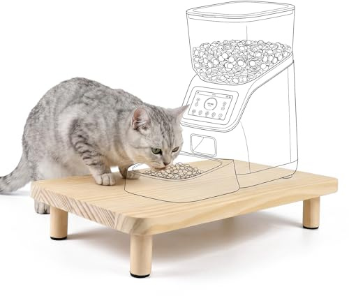 Gamelle Surélevée pour Chat,Support pour Gamelle Chat Automatique | Support Surélevé en Bois Massif pour Distributeur Croquettes Chat Automatique ,Support surélevé pour chat 34×20×6CM