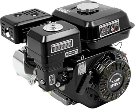 Deinungen Motor multiusos de 4 tiempos con motor de gasolina de 7,5 CV, 212 cc para cortacésped, generador y bomba de agua, motor monocilindro refrigerado por aire con arranque manual y alarma de