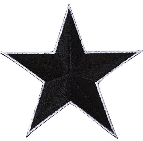 Black Star Embroidered Iron/Sew On Patch T Shirt Dress Skirt Jeans Coat Badge