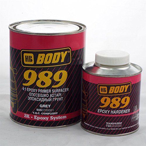 HB Body Vehicle 989 4:1 Epoxy Primer/Surfacer 1 Litre+Activator 250ml Excellent Sealing/Adhesion/Filling Abilities Suitable Over Old Paint/Non Sanded Bare Metal/Aluminium/Stainless Steel/Zinc Surfaces