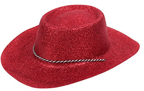 Alsino Glitzer Disco Cowboy Hut Partyhut Glitzerhut mit Kordel, Variante wählen:CW-53 Glitzer rot