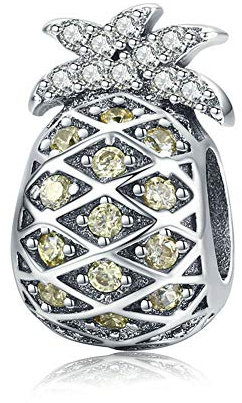 YiRong Jewelry Ananas Charm 925 Sterling Silber Glücksbringer Geburtstag Charm Weihnachten Charm Obst Charm für Armband, Sterling-Silber