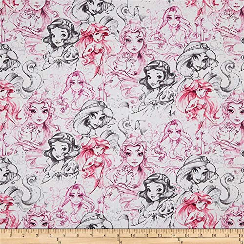 Disney Princess Enchanting Stores Prinzessin Skizzenstoff, Hot Pink, Stoff von The Yard-P Fabric By The Yard hot pink