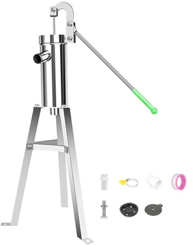 Pompa Manuale per Pozzo, Pompa per Acqua Manuale a Tenuta Stagna in Acciaio Inossidabile con Maniglia Girevole a 360°, Aspira Acqua Fino 8 Metri di Profondità per un Accesso Affidabile, per P