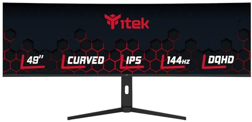 Itek monitor GGC - 49 Curvo, 5120x1440 DQHD UltraWide, Pannello IPS da 144Hz, Risposta 1ms, Collegamenti HDMI, DP e Type-C PD, HAS, Adapt Sync