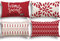 YCOLL Fundas de Cojín, Funda de Almohada del Sofá Throw Cojín Decoración Almohada Funda de Almohada de Lino de la Cubierta Decorativo para Sala de Estar Sofás 30 x 50cm Juego de 4 (Rojo)