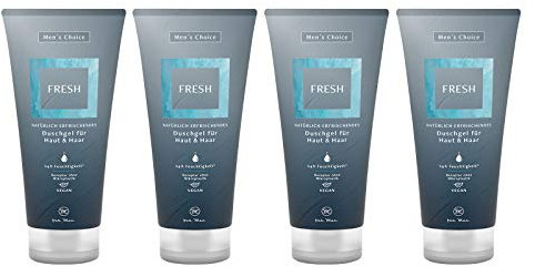 4er Pack Dresdner Essenz Duschgel & Shampoo Men's ChoiceFresh 4 x 200 ml Duschbad vegan