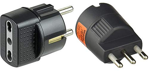 Bticino S3625Ge Adattatore Con Spina Tedesca E Presa Bipasso, Colore Nero & S3624Ge Adattatore Per Spina Tedesca, Grigio (Antracite), 16A