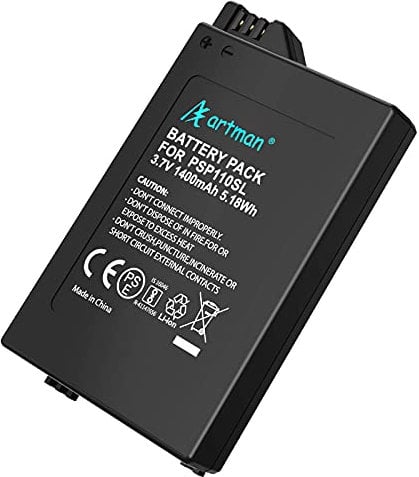Artman PSP-S110 Akku 1400mAh Ersatz PSP 2000 Akku PSP 3000 Akku Kompatibel mit Sony PSP Slim & Lite (PSP-2000/PSP-2004) / PSP Brite (PSP-3000/PSP-3004) PSP-S110 Ersatzakku Batterie (1-Pack)