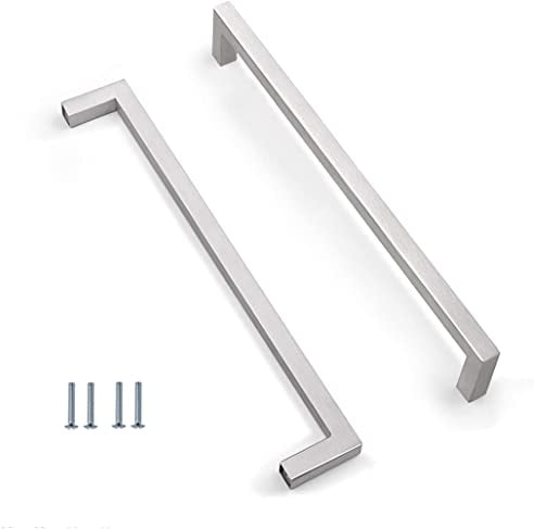 ANSIEDIO 2 Piece Stainless Steel Kitchen Cabinet Door Handles Cupboard Drawer Bedroom Furniture Handle Pull Distance 288 mm Silver with Screws