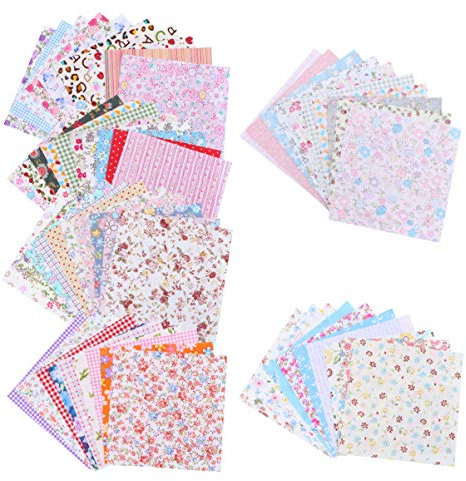 Tomaibaby 50 Pièces/Ensemble 15X15cm Floral Tissu Carrés Coton Artisanat Matériel Faisceau Mixte À Coudre Quilting Scrapbooking Bricolage À La Main (Style- 2)