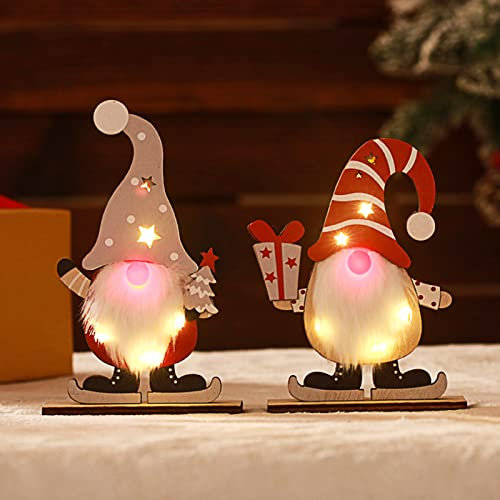 Weihnachtsdeko aus Holz Beleuchtet Weihnachtswichtel mit LED, Weihnachtsmann Figur weihnachtself, Weihnachtsdeko Fenster Beleuchtet Holz, Weihnachtsdekoration Weihnachtsbeleuchtung Innen