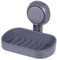 Soap Dish, Uten Suction Cup Soap Holder, No Drilling, Bottom Groove Design, Soap Box for Shower, Bath, Tub and Kitchen Sink - Gray