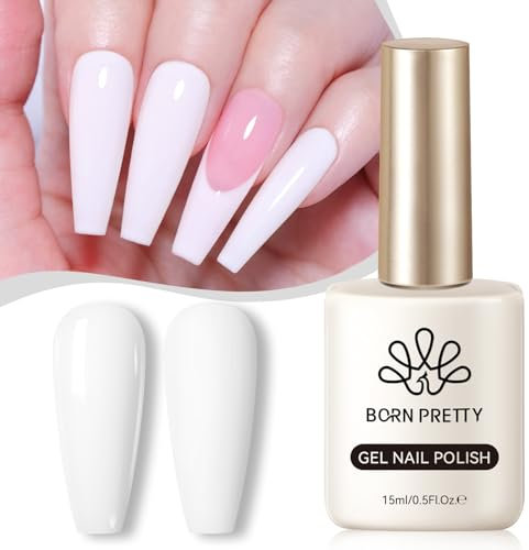 Born Pretty UV Nagellack Weiß für French Nails - Gel Nagellack UV LED Langlebig Gesund Soak Off UV Lack Mit Hohlem Design