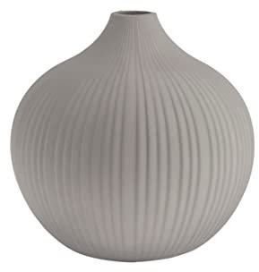 Storefactory - Vase, Blumenvase - Fröbacken - Keramik - geriffelt - Farbe: Light Grey - Maße (ØxH) 20 x 20 cm - Größe: Large