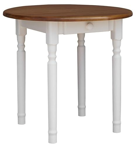 k koma Runder Esstisch Kiefer, Ø 70 cm, Weiß/Eichefarben, 1 Stück | Mit Schublade. Mit Schublade für griffbereiten Stauraum am Tisch. Montage erforderlich. Tischhöhe: 75 cm.