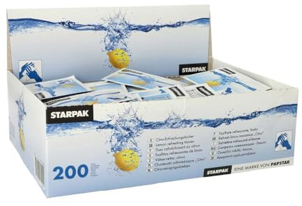 200 Stk. Erfrischungstücher Citrustücher feucht einzeln verpackt 14x14cm im Displaykarton