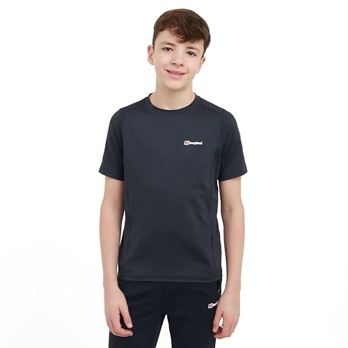Berghaus Kids' Logo T-Shirt with Short Sleeves, Boys T-Shirt, Girls T-Shirt, Outdoors Clothing, Black, Age 14-15