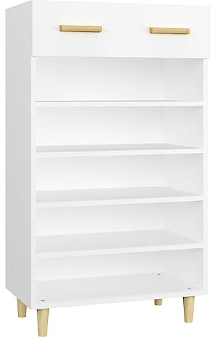 vidaXL Schuhschrank Schuhablage Schuhregal Schuhständer Schuhaufbewahrung Schuhorganizer Schuhkommode Weiß 60x35x105cm Holzwerkstoff