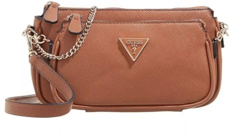 GUESS Women Noelle Dbl Pouch Crossbody Bag, Leichter Cognac