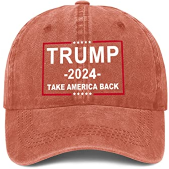 Unisex Baseballmütze Trump 2024 Take America Back Dad Cap Waschbar Vintage Baumwolle Baseballmützen für Männer & Frauen, Orange 0, One size