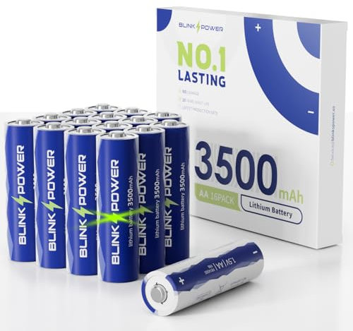 Blinkspower™ Lithium Batteries AA 16 Pack, 3500mAh NO.1 Lasting 1.5V Double A Lithium Battery 【Non-Rechargeable】