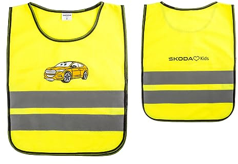 Skoda 6U0084030F Warnweste Kinder Sicherheitswarnweste, gelb, Größe S