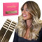 WENNALIFE Extensiones Adhesivas Pelo Natural, Ombre Marrón Nogal a Castaño Ceniza y Rubio Blanquecino 25cm 20g 10 Piezas Extensiones de Remy Pelo Natural Cabello Humano Mechas Pelo para Niñas Mujeres