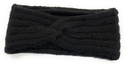 Women's Girls' Winter Warm Knitted Headband Knot Knit Woolly Head Ear Warmer Wrap Sweatband UK (Black)