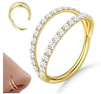 Diamday Nasenpiercing Ring CZ Nasenring Hoop 316L Chirurgenstahl Helix Piercings Septum Ring Nasenpiercing Conch Tragus Daith Piercing Ring Gold Silber Ohrpiercing Knorpelohrring Lippenring 18G/20G