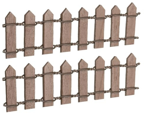 sourcing map 2pcs 3.9 Inch Miniature Garden Fence, Mini Ornament Wood Picket Fence Decorative for Dollhouse Home DIY, Brown