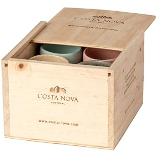 Costa Nova Ceramic Stoneware Multicolor Gift box 8 espresso cups- Arenito Collection, Multicolor| Microwave & Dishwasher Safe Dinnerware | Food Safe Glazing | Restaurant Quality Dinnerware