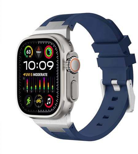 Shesyuki Men Sport Apple Watch Band Compatible with Apple Watch Ultra 2/Ultra Strap 49mm 45mm 44mm 42mm, Soft Silicone Watch Strap Designed for iWatch Series 9 8 7 6 SE 5 4 3 2 1