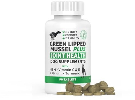 Plantonin Green Lipped Mussel for Dogs – 1325mg High Strength Hip & Joint Supplement for Dogs with Omega-3 – Supports Dog Joint Health, Mobility & Vitality – 90 Dog Joint Supplements Tablets