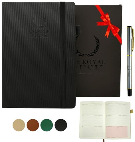 CHILLYLINES Terminplaner 2025, Wochenansicht, A5, veganes Leder, Hardcover, inklusive Stift und Tasche, Wochenplaner mit cremefarbenen Blättern, 365 Tage pro Tag