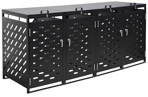ESTEXO Mülltonnenbox Mülltonnenverkleidung mit Deckel Aufbewahrungsbox Müllbox Anthrazit (4 Türen)