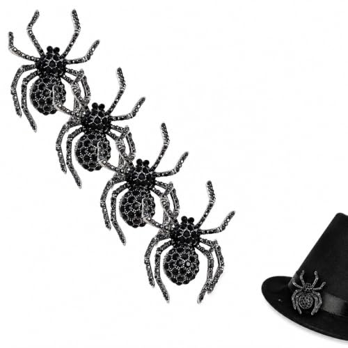 BESTYASH Halloween Spinnenbrosche Retro Anstecknadel Mit Strass Zinklegierung 4.7X3.6Cm Große Schmuckbrosche Für Damen Kostüm Party Accessoire