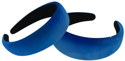 Blauer Sternenhimmel, Berge, Mond, Haarbänder für Frauen und Mädchen, 2 Packungen breite Stirnbänder für Haare, Samt, dick gepolstert, Haarband