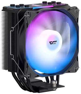 darkFlash Z4Pro Mist - Enfriador de CPU, torre única de 120 mm, TDP 200 W, tubos de calor de 4 × 6 mm, todo negro, ventiladores ARGB PWM PC, enfriador de aire de CPU compatible con Intel