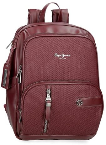 Pepe Jeans Sprig Zaino casual realizzato in pelle sintetica, spalline larghe e regolabili che si adattano, tasca frontale. Joumma Bags, bordeaux, Taglia unica, Zaino PC
