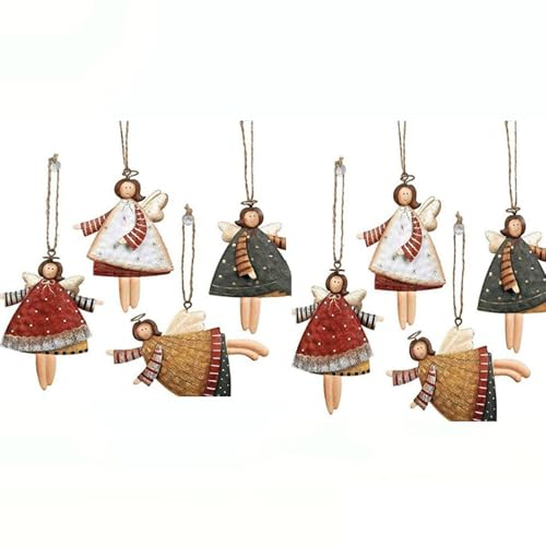 Weihnachtsanhänger Schutzengel Weihnachtsbaum Dekoration, 8 Stück Engel Anhänger Weihnachtsdeko Christbaumschmuck aus Metall (10 x 10 cm) (8pcs)