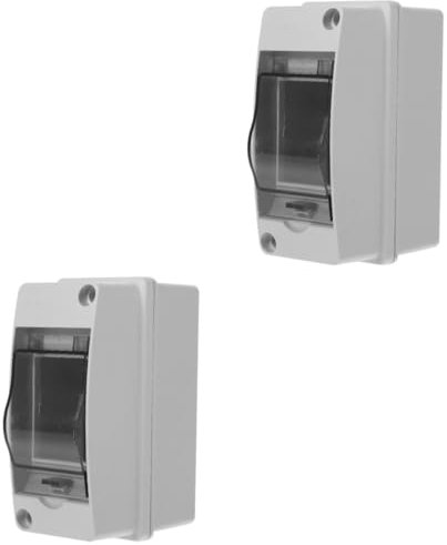 Anneome 2pcs Box Distribution Protection Box Gang Two Doorbell Circuit 2 Way Din Enclosure Weather Proof Electrical Boxes Weather Electrical Boxes Rated Module Clear Weatherproof White Abs