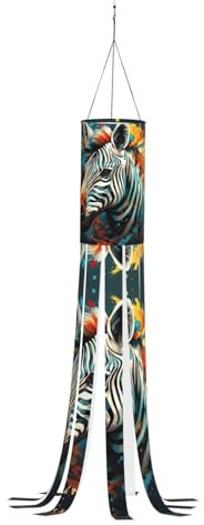 YQTGBCED Windsäcke mit abstraktem Tier-Zebramuster, Herbst- bis Winter-Windsack, Outdoor-Dekoration für Thanksgiving, Polyester-Geister-Windsack
