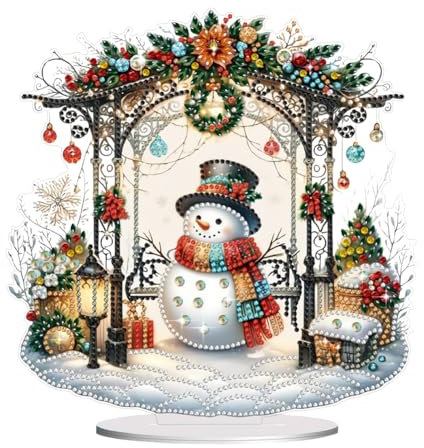 Generisch DIY Diamond Painting Christmas Table Decoration Diamond Painting Snowman Decoration Ornaments Diamond Painting Standing Art Set Christmas Decoration Gift House Gift