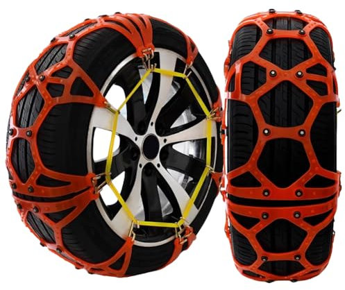 TT-YEC 2Er-Pack Anti-Rutsch-Ketten Für Autoreifen, Anti-Rutsch-Set Für Neue Reifen, Universell Verstellbare Anti-Rutsch-Ketten Für Winterreifen, Verdickte 5,2 Mm Anti-Rutsch-Ketten,F