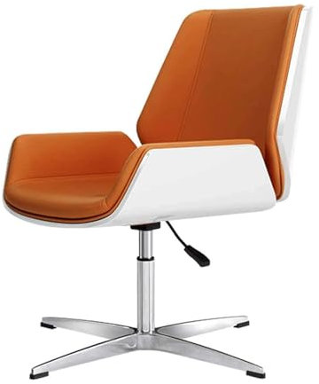 WxuuLTGJR Chefsessel ohne Rollen, Bürostuhl, mittlere Rückenlehne, drehbar, höhenverstellbar, neigbar, Computerstuhl, Schreibtischstuhl aus PU-Leder