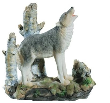 Generisch Howling Wolf mit Baumstamm Dekofigur Wild Life Wolf heulend