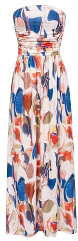 GRACE KARIN Damen Kleider Elegant Blumen Ärmellos Sommerkleid Böhmisch Strandkleider Maxikleid Sexy cl224-54 XXL