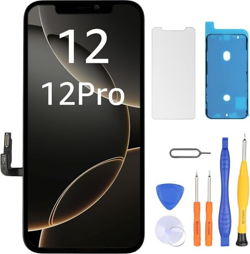 LL TRADER Écran pour iPhone 12/iPhone 12 Pro LCD 6.1 Écran de Remplacement FHD Écran du Cadre et Kits de réparation (Compatible avec A2172, A2402, A2404, A2403, A2341, A2406, A2408, A2407)