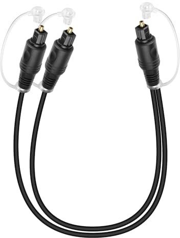 RIIEYOCA Digital Optical Audio Splitter 1 in 2 out, Toslink Fiber Optic 1 Male to 2Male Cable for Home Theater, Blu-ray Player, Stereo System (0.5M)